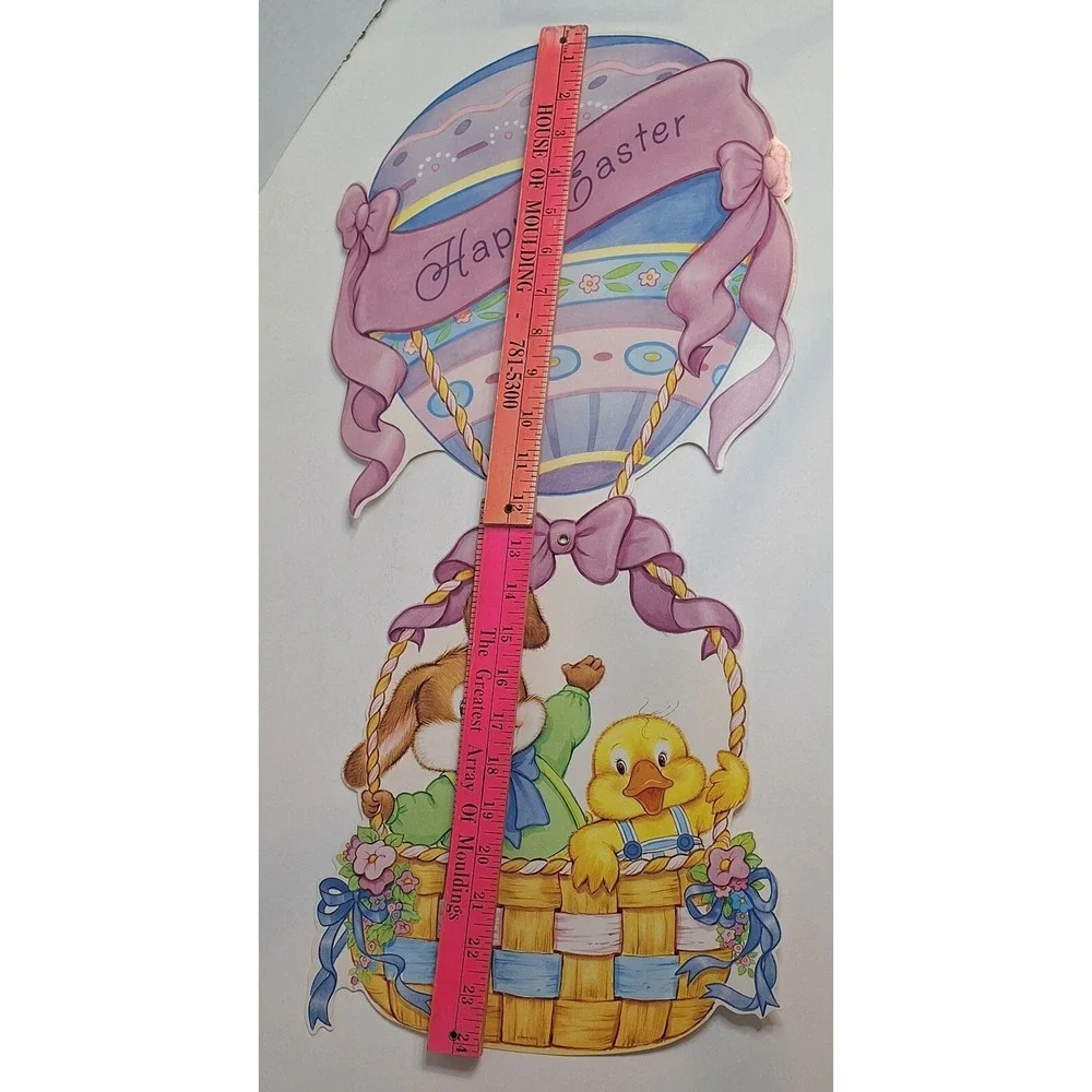 Vtg 1993‎ American Greetings Easter Cut Out Hot Air Balloon Duck Bunny Jointed